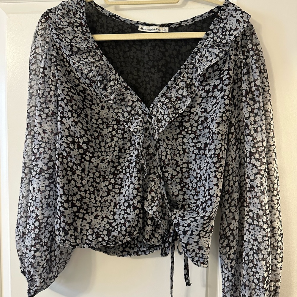 Floral Black and White Women's Top
